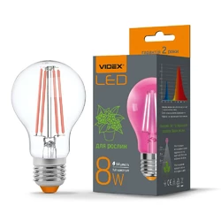 LED лампа VIDEX Filament A60FF 08W E27 1000K / для растений