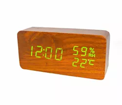 Часы-Будильник VST-862S-4-Green с температурой и подсветкой