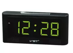 Электронный будильник VST-732Y в розетку 220V / Зеленый / 7005