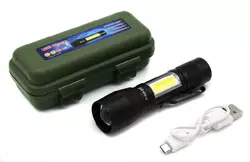 Фонарь Police BL-513/ Встроенный аккумулятор/ ЗУ microUSB/ Zoom / XPE+COB/