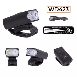 Велосипедный фонарик аккумуляторный, MicroUSB / 2LED /  WD423