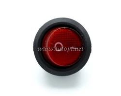 Тумблер клавишный круглый красный с подсветкой KCD105