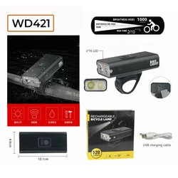 Велосипедный фонарик аккумуляторный, MicroUSB /4 режима света / Powerbank/ 2 LED /  WD421