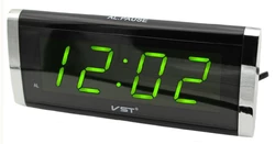 Электронный будильник VST-730 в розетку 220V  "Салатовое свечение"