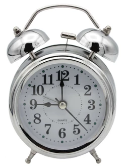 Часы - Будильник колокольчик 3010 Серебристые