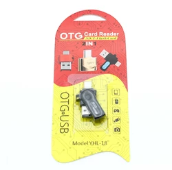Мини карт-ридер OTG 2 в 1 YHL-18 Microsd, MicroUSB, USB входа
