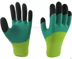 Перчатки Рабочие Нейлоновые стретч с ПВХ покрытием 300#(Зеленые) в упаковке 12 пар