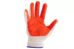 Перчатки рабочие стрейчевые оранжевые, в упаковке 12 пар в мешке 600 пар