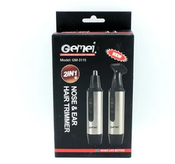 Триммер Gemei GM-3115, 3 уровня стрижки, аккумуляторный, с насадкой для носа и ушей.