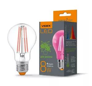 LED лампа VIDEX Filament A60FF 08W E27 1000K / для растений