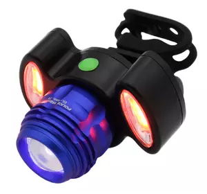 Велосипедный фонарик аккумуляторный, MicroUSB BL-658-T6 (Боковые светят красным)