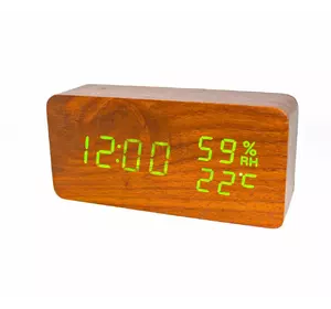Часы-Будильник VST-862S-4-Green с температурой и подсветкой