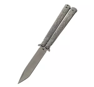 Нож бабочка серебряный дракон A751
